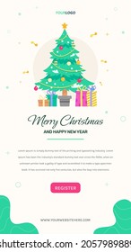 Flat Illustration, Story Template with Christmas tree and gift box, used for web, app, infographic.