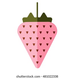 a flat illustration of a strawberry made in a trendy style; a vector icon, sign, symbol, glyph of a popular summer berry; isolated on white background;