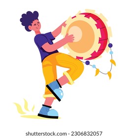 A flat illustration of street drummer 