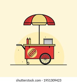 Flat illustration street food cart. Modern design concept