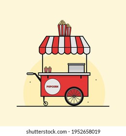 Flat illustration street food cart. Modern design concept