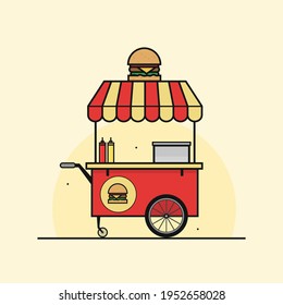 Flat illustration street food cart. Modern design concept