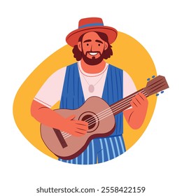 A flat illustration of a street performer 

