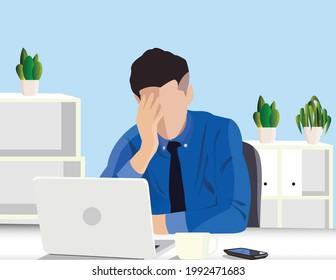 A Flat Illustration For Stressed Out Worker. Suits For Describing A High Pressure Work Situation. 