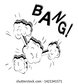 Flat illustration of a strong big bang in a comic book style isolated on a white background. Pop art vector.