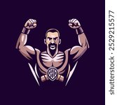 A flat illustration of strong fighter