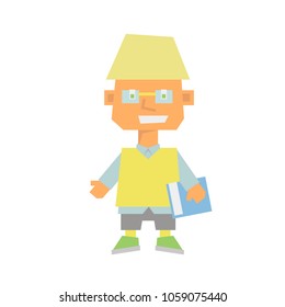 flat illustration of a student with a book