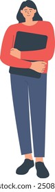 Ilustración plana del personaje del estudiante. Clipart de Vector aislado sobre fondo blanco