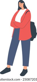 Ilustración plana del personaje del estudiante. Clipart de Vector aislado sobre fondo blanco
