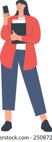 Ilustración plana del personaje del estudiante. Clipart de Vector aislado sobre fondo blanco