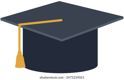 Flat illustration of student graduation hat isolated on white background.