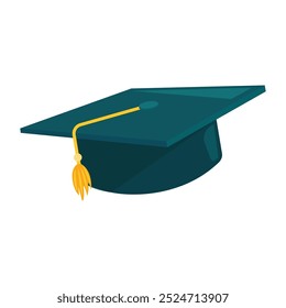 Flat illustration of student graduation hat isolated on white background.