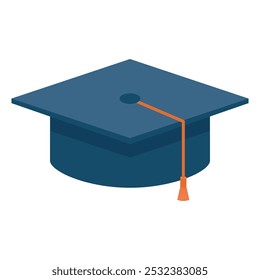 Ilustración plana del sombrero de graduación del estudiante aislado en el fondo blanco.