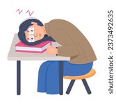 A flat illustration of student sleeping 