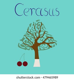 flat illustration stylish background plant Cerasus