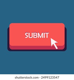 Flat illustration submit button with cursor , website ornament