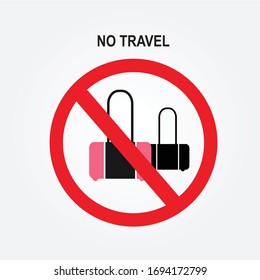 Flat illustration of suitcases in the prohibition sign. Stop cargo.No Travel sign on white background.Vector illustration.eps10.