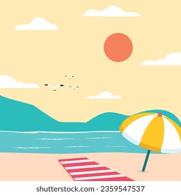 flat illustration summer background vector