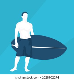 flat illustration of a surfer