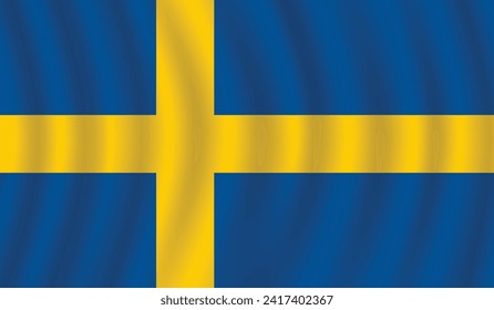 Flat Illustration of Sweden flag. Sweden national flag design. Sweden Wave flag. 
