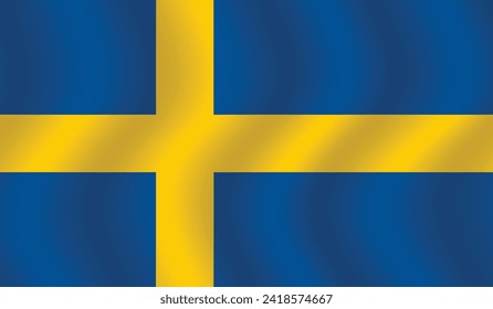 Flat Illustration of Sweden flag. Sweden national flag design. Sweden Wave flag.
