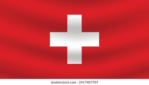 Flat Illustration of Switzerland flag. Switzerland national flag design. Switzerland Wave flag.
