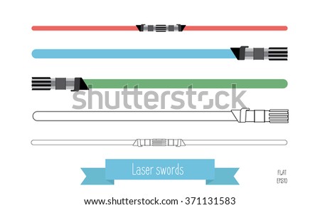 The flat illustration swords. Multi-colored flat swords and swords in the lines.