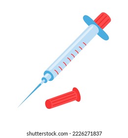 Flat illustration of Syringe isolated on a white background. Vector illustration of medical equipment.
