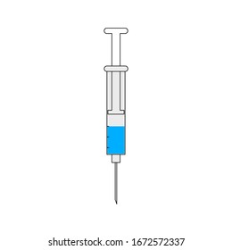 Flat illustration of syringe vector icon. Syringe symbol. Syringe vector in white background. Syringe symbol in simple form.