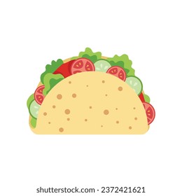 Flat Illustration of Taco Vector. Foods and Drinks Daily Illustration.