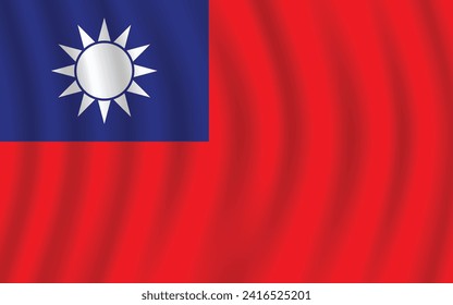 Flat Illustration of Taiwan national flag. Taiwan flag design. Taiwan waves flag.
