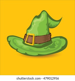 flat illustration of tall witch hat on abstract background. vector witch hat. Happy Halloween background. witch hat icon or symbol