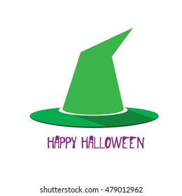 flat illustration of tall witch hat on abstract background. vector witch hat. Happy Halloween background. witch hat icon or symbol