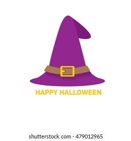 flat illustration of tall witch hat on abstract background. vector witch hat. Happy Halloween background. witch hat icon or symbol