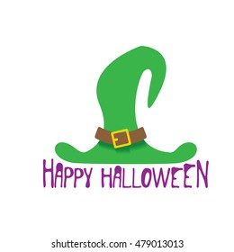 flat illustration of tall witch hat on abstract background. vector witch hat. Happy Halloween background. witch hat icon or symbol