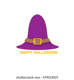 flat illustration of tall witch hat on abstract background. vector witch hat. Happy Halloween background. witch hat icon or symbol