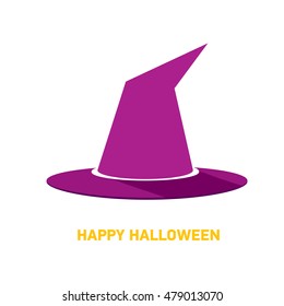 flat illustration of tall witch hat on abstract background. vector witch hat. Happy Halloween background. witch hat icon or symbol