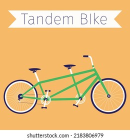 Flat illustration of tandem bike. Bicycle design. Vector element.