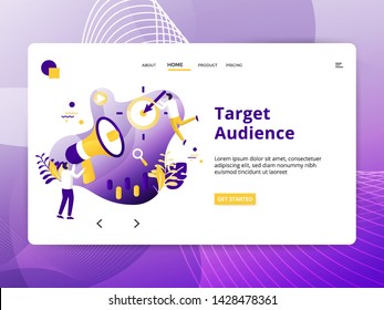 Flat Illustration Target Audience, the concept of Search Engine Optimization, can be used for landing pages, web, ui, banners, templates, backgrounds, posters - Vector