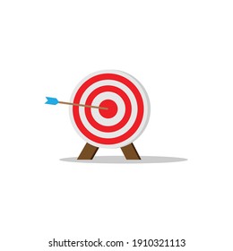 Flat illustration of a target board with arrows