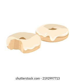 Flat illustration of tasty flavored donuts with glazing. Sugar glaze doughnut. Flat vector illustration isolated on white background