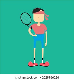 flat illustration of tennis player make dreams come true.