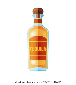 Flat illustration of tequila bottle vector icon for web design. Tequila bottle icon.