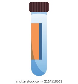 Ilustración plana del tubo de ensayo para el análisis de laboratorio. Equipo médico y farmacia.
