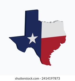 Flat Illustration of Texas state flag. Texas state flag with map.
