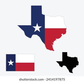 Flat Illustration of Texas state flag. Texas state flag with map.
