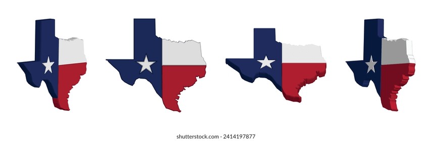 Flat Illustration of Texas state flag. Texas state flag with map.
