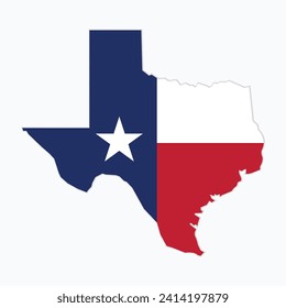 Flat Illustration of Texas state flag. Texas state flag with map.
