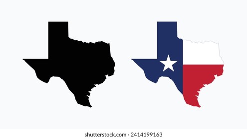 Flat Illustration of Texas state flag. Texas flag with map.
