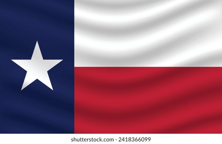 Flat Illustration of Texas state flag. Texas flag design. Texas wave flag.

